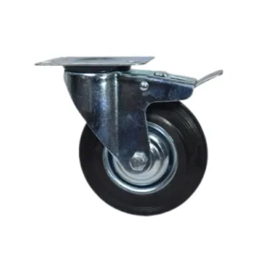 RUEDA CHAPA/GOMA GIRATORIA CON FRENO